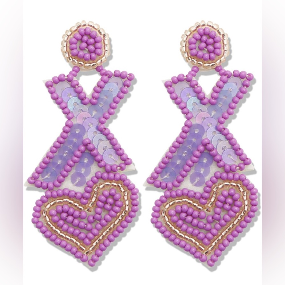 Heart Beaded Earrings - Picture 6 of 7
